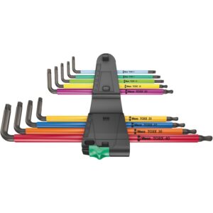 Wera TORX® L-võtmete kmpl T8-T40 9 osa, Multicolour, BlackLaser, kuulpea 967/9 TX XL